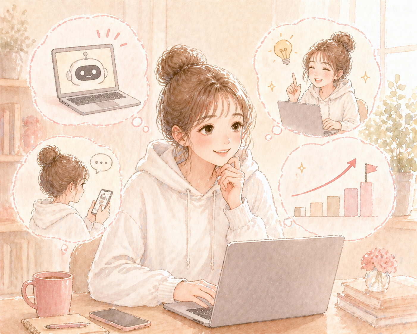 AIと一緒に副業を始めるイメージ