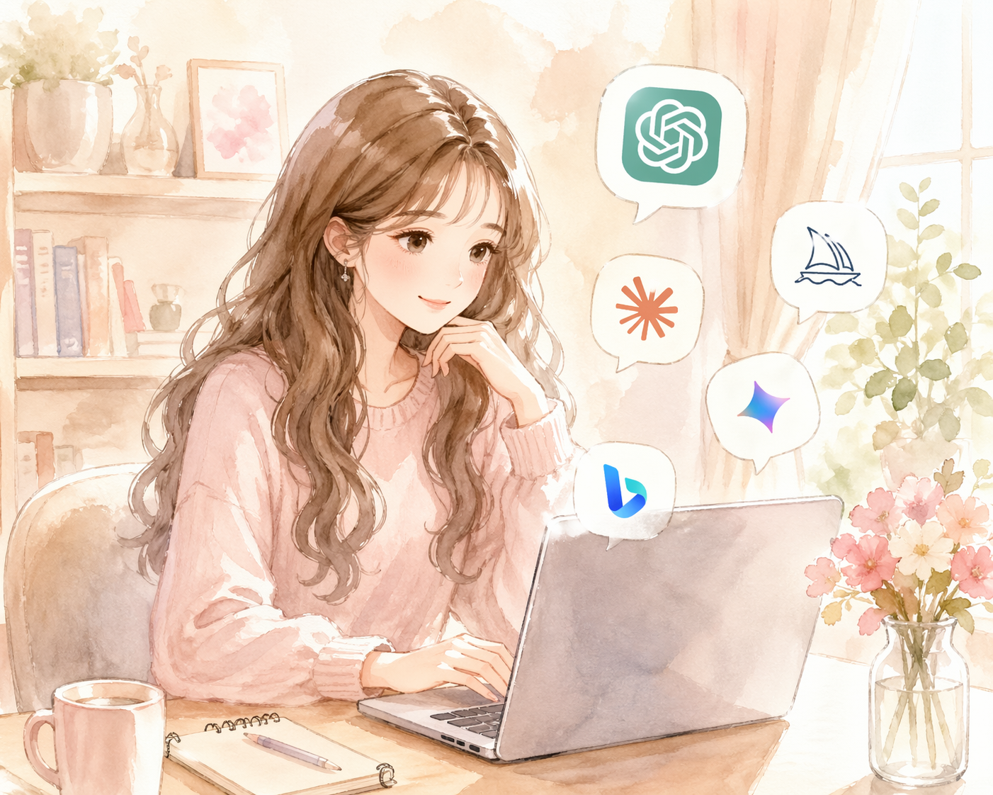 AIで副業する主婦のイメージ