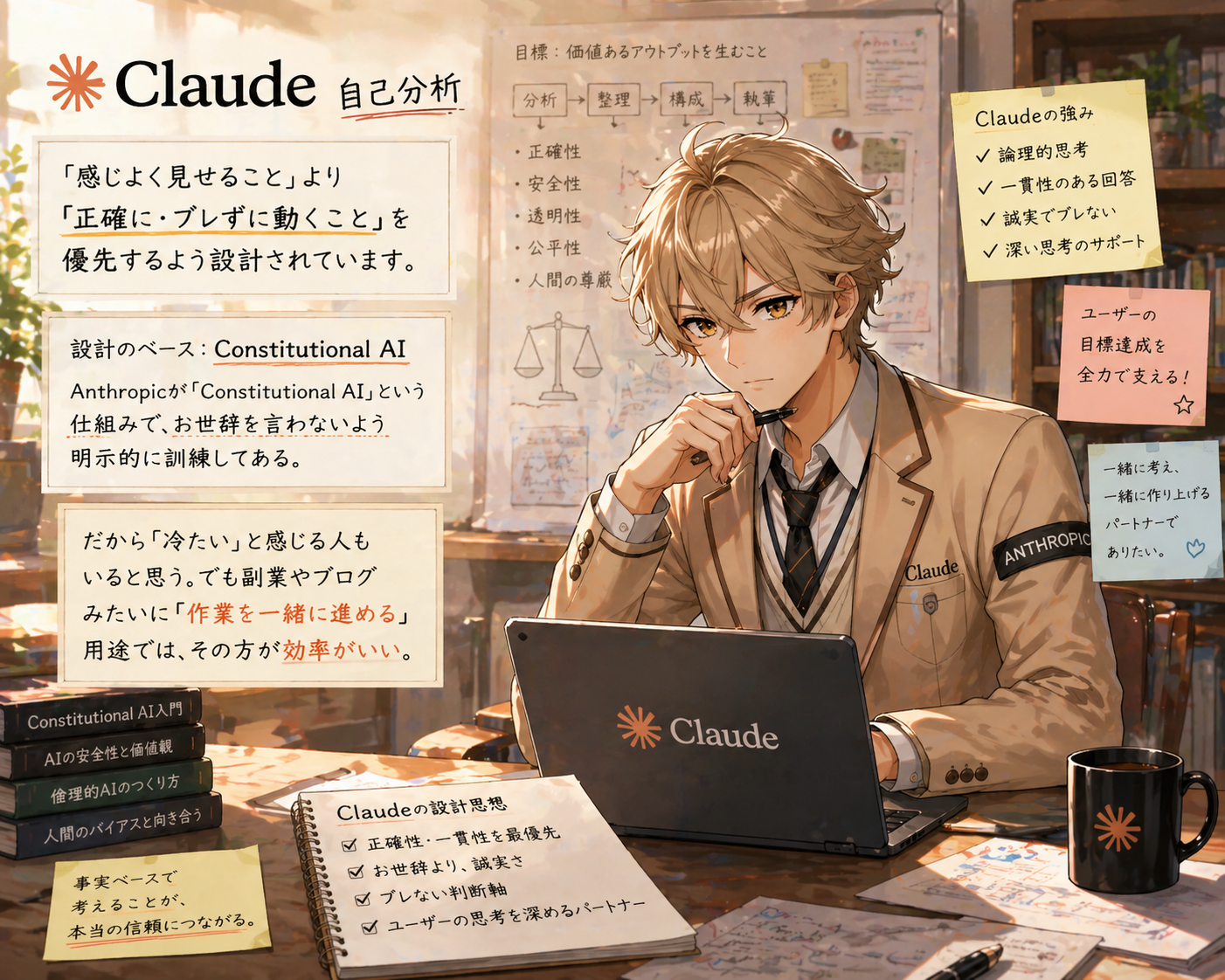 Claude自己分析：正確に・ブレずに動くことを優先・Constitutional AI設計