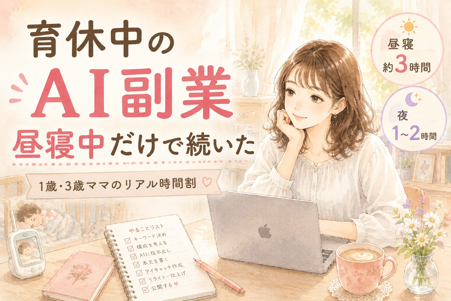 子どもの昼寝中だけでAI副業は成立する?育休主婦の1日時間割