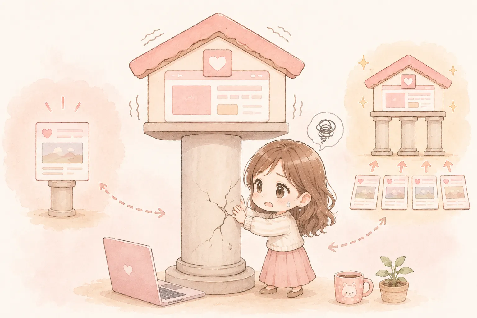 1つのレビュー記事がブログ全体を引っ張るイメージのイラスト